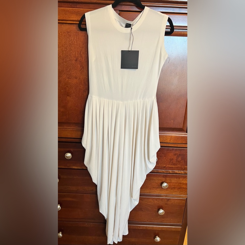 Norma Kamali sleeveless waterfall dress